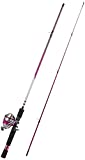 Zebco 33 Spincast Reel and Fishing Rod Combo, 6-Foot 2-Piece Durable Fiberglass Fishing Pole, QuickSet Anti-Reverse Fishing Reel with Bite Alert, Pink