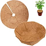 HFHOME 24" Dia Flat Coco Liners Mat for Planters, Adjustable Size to 10in/12in/14in/16in Pre-Formed Round Coconut Fiber Replacement Tree Mulch Ring, Plant Basket Liner for Hanging Flower Pots - 2PCS