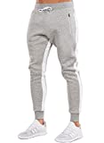 OuBER Men's Gym Jogger Pants Slim Fit Workout Running Sweatpants with Zipper Pockets Grey,L