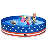 Leopinky Dog Pool PVC Hard Plastic Pet Swimming Pools Foldable Kiddie Pool Portable Wading Pool Kids Pools for Backyard Plastic Kiddie Pool for Large Dogs, Puppy, Doggie (62 x 12 XL)