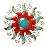 Liffy Metal Sun Wall Decor Glass Outdoor Wall Art 23inch Hanging Sculpture Decorations for Patio, Garden or Living Room