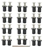 24 Pairs of M5 Neoprene Well Nuts M5 x 25mm Stainless Steel Hex Socket Bolts Well Nuts Kit for Kayak Motorcycle Windscreen Accessories,Neoprene nut Contains Brass Nuts Copper nut