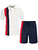Mens Summer Tracksuits 2 Piece Short Sleeve T-Shirts and Shorts Sets Navy XL