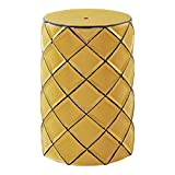 MOTINI Heavy Duty Ceramic Stool Garden Stool for Indoor Outdoor Decorative Side Table, 17.5" H x 12" Dia, Yellow