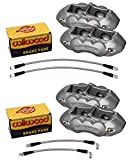 WILWOOD CLEAR ANODIZED BRAKE CALIPER, PAD, LINE KIT, 4 PISTON FRONT & REAR,COMPATIBLE WITH 65-82 CHEVY CORVETTE C2, C3, CHEVROLET, WILWOOD, PART# 140-10789 and 140-10790