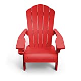 Outdoor Patio Garden Deck Furniture Resin Adirondack Chair with Built-in Cup Holder (Red)