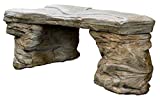 Cast Stone Petrified Rock Bench, Outdoor Garden Patio Bench 3 Piece Hand Sculpted Rustic Garden Bench Outdoor Decor