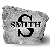 Personalized Monogram Name Stone Sign - Garden Rock - Landscape Rock - Greystone Color - Engraved - 15 W x 15 H