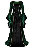Renaissance Dress Medieval Costume Women Halloween Costumes Midevil Faire Gothic Gown Black Green-S