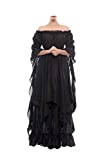 NSPSTT Victorian Dress Renaissance Costume Women Gothic Witch Dress Medieval Wedding Dress(L/XL, Black)