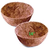 Y&M Set of 2 16 Inch Pre-Formed Round Coco Fiber Hanging Basket Liner,Coco Replacement Liner - 2p