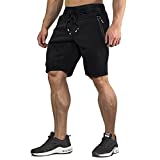 CRYSULLY Men Running Football Shorts Slim Fit Tech Joggers Fitness Bodybuilding Shorts Black