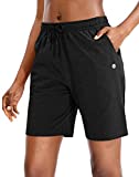 G Gradual Women's Bermuda Shorts Jersey Shorts with Deep Pockets 7" Long Shorts for Women Lounge Walking Athletic (Black, XX-Large)