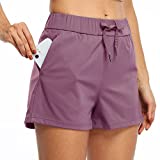 Willit Women's Yoga Lounge Shorts Hiking Active Running Workout Shorts Comfy Travel Casual Shorts with Pockets 2.5" Bordeaux M