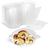 [50 Pack] Clear Hinged Plastic Containers - Single Compartment Clamshell Take Out Containers for Cake, Pastry, Salad - Disposable Plastic Togo Boxes with Lids for Home, Bakery, and Food Business