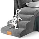 Topmart High Density Foam Dog Steps 4 Tiers,Extra Wide Deep Pet Steps,Non-Slip Pet Stairs,Dog Ramp for Bed,Soft Foam Dog Ladder,Best for Older Dogs Injured,Older Pets,Cats with Joint Pain