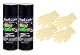 Dupli-Color Flat Black High Performance Vinyl and Fabric Spray (11 oz) Bundle with Latex Gloves (6 Items)