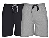 Hanes Men's 2-Pack Cotton Drawstring Knit Shorts Waistband & Pockets, Active Grey Heather/Black, Medium