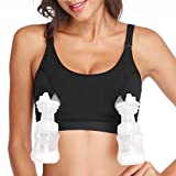 Lupantte Hands Free Pumping Bra, Comfortable Breast Pump Bra with Pads, Adjustable Nursing Bra for Pumping .Fit Most Breast Pumps Like Spectra, Lansinoh, Philips Avent etc. (Black, XX-Large)