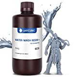 ANYCUBIC Water Washable 3D Printer Resin, 405nm High Precision UV-Curing 3D Resin, Low Shrinkage Standard Photopolymer Resin for LCD DLP 3D Printing(Grey, 1000g)