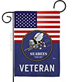 Navy US Seabees Veteran Garden Flag Armed Forces USN Seabee United State American Military Retire Official Small Decorative Gift Yard House Banner Double-Sided Made in USA 13 X 18.5