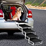 Dog Ramps for Large Dogs SUV,Dog Stairs for Car,Dog Ramps for Large Dogs,Dog Car Pet Ramps,Aluminum Lightweight Portable Dog Steps for Car and SUV ,High Beds, Trucks, Supports up to 200 lbs,5 Steps