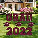 Tatuo 11 Pieces Graduation Yard Sign Decorations Congrats Graduation Lawn Signs 2022 Grad Yard Signs with 23 Stakes for Outdoor Congrats Graduation Party Decoration Supplies (Maroon)