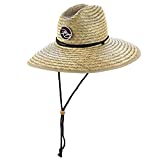 Panama Jack Rush Straw Lifeguard Sun Hat, 4" Bound Big Brim, Chin Cord and Toggle with Logo Patch (Brown, Large/X-Large)