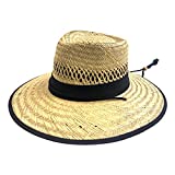 San Diego Hat Company mens Men's Upf 50 Wide Brim Natural Straw Lifeguard Outback Sun Hat, Natural, One Size US