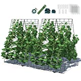 Giantex 8 Panels Cucumber Trellis, A-Frame Garden Trellis for Plant Climbing, Greenhouse Vegetable Fruit Grow Support with 18 Clips, 16 Ground Stakes, 8 Spiral Connectors, 12 Cable Tie, Twist Tie