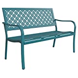 Grand Patio Outdoor Bench Garden Bench with Armrests Aluminum Steel Metal Bench for Outdoors Lawn Yard Porch Lake Shore