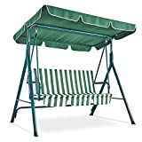 Outdoor Patio Swing Chair, Adjustable Canopy Swing with Removable Cushion Weather Resistant Powder Coated Steel Frame for Patio, Garden, Poolside, Balcony, Backyard