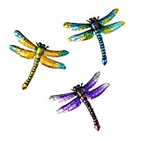 Vanzoter Metal Dragonfly Outdoor Wall Decor (3 Pack), Fence Art Sculptures Hanging Decorations for Home, Bedroom, Living Room, Office, Garden