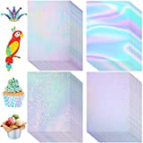 72 Sheets Holographic Sticker Paper Clear A4 Vinyl Holographic Laminate Sheets Transparent Holographic Film Adhesive Waterproof Holographic Overlay with Gem Dot Star Colorful Patterns, 11.7 x 8.3 Inch