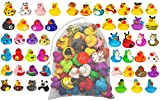 Kicko Assorted Rubber Ducks with Mesh Bag - 50 Ducklings, 2 Inch - for Kids, Sensory Play, Stress Relief, Novelty, Stocking Stuffers, Classroom Prizes, Decorations, Supplies, Holidays, Pinata Fillers