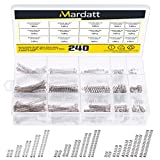 Mardatt 240 Pcs 15 Sizes Compression Springs Assortment Kit Mini Stainless Steel Springs for Repairs with Case, OD 4mm 5mm 6mm, 10-50mm Length, Wire Diameter 0.3mm, 0.4mm, 0.5mm
