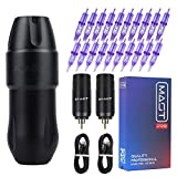 Mast Tattoo Tour Pro Pen Machine Kit, Two Wireless Cordless Batteries Power Supply, 20Pcs Cartridges Needles for Pro Tattoo & Scalp - Fine Tattoo Kit