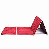 Muslim Prayer Rug - Foldable Travel Prayer Mat with Back Rest Seat Chair & Carrying Pocket - Luxury Prayer Mat for Muslims - Cushioned & Padded Prayer Rug for Salah - Great Ramadan Or Eid Gift (Red)