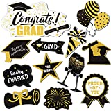 12 Pieces Graduation Magnetic Decals Decorations Congrats Grad Car Magnets Happy Graduation Magnetic Fridge Decoration Proud of You Magnet Decal Trencher Cap Fridge Magnets Graduation Stickers (Gold)