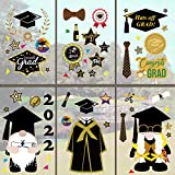 WENWELL Class of 2022 Graduation Window Clings Decorations for Glass, Bachelor Cap Gown Diploma Grad Sign Home Decor Decals,Sided Wall Stickers Accessories for Car Office School Party Supplies