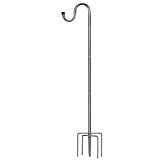 INFLATION Shepherds Hook for Outdoor, 62 Inch Bird Feeder Stand Pole with Base, Heavy Duty Shepards Hooks for Outdoor Plant Hanger, Hummingbird Feeder Stand