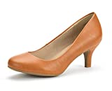 DREAM PAIRS Women's Luvly Tan Pu Bridal Wedding Low Heel Pump Shoes - 10 M US