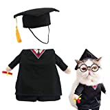 Companet Pet Graduation Caps and Gown, Summer Graduation Costume with Black Graduation Hat for Small Dogs & Cats(L)