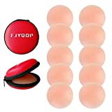 FJYQOP Silicone Nipple Covers - 5 Pairs, Women's Reusable Adhesive Invisible Pasties Nippleless Covers Round