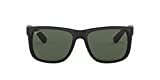 Ray-Ban unisex adult Rb4165 Justin Sunglasses, Black/Green, 55 mm US