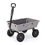 Gorilla Carts 800 Pound Capacity Heavy Duty Poly Yard Garden Steel Dump Utility Wheelbarrow Wagon Cart with 2 in 1 Towing ATV Handle, Gray