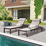 Crestlive Products Patio Chaise Lounge, Aluminum Adjustable Outdoor Lounge Chairs with Headrest & Wheels, Six-Position & Easy Move Recliner, All Weather for Poolside, Beach, Yard