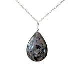 Grey Black Labradorite Teardrop Briolette Jewelry Pendant Sterling Silver Necklace Gift Idea 24 Inch