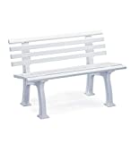 Plow & Hearth German-Made, Weatherproof Resin 2-seat Garden Bench, Ergonomic Design, Holds Up to 500 lbs, Weighs 24 lbs, 47" L x 21"W x 29" H, (White)