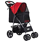 VIAGDO Dog Stroller, Pet Strollers for Small Medium Dogs & Cats, 4 Wheels Dog Jogging Stroller Folding Doggy Stroller with Storage Basket for Dog & Cat Traveling Strolling Cart